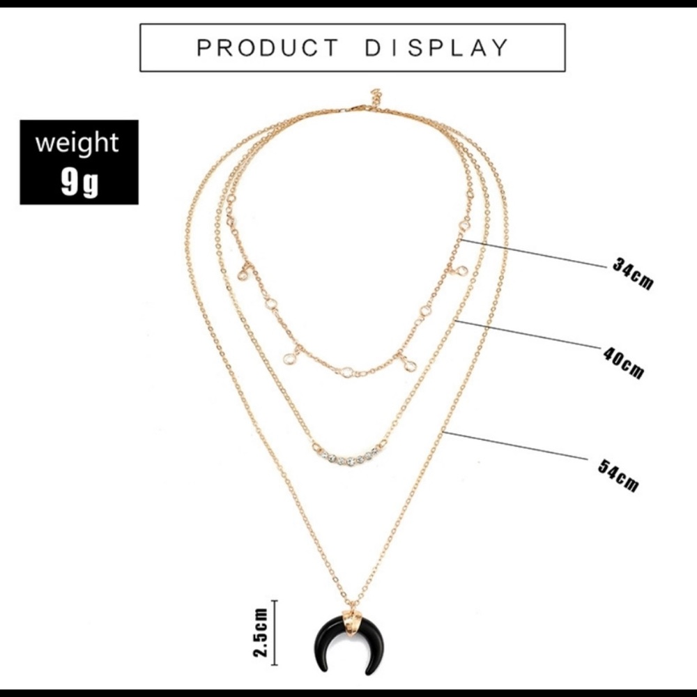 Multilayer Rhinestone Horn Necklace - Picture 7 of 7